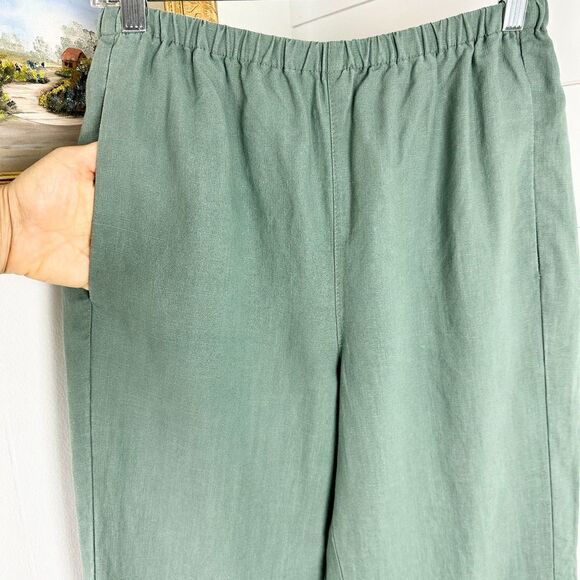 J. Crew Linen Lyocell Pull On Pants Size Medium Petite NWT Olive Green - Picture 3 of 6